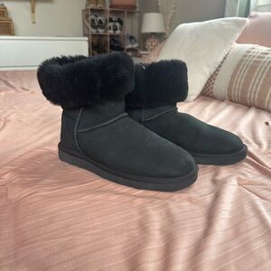 UGG Black Suede Fur Boots